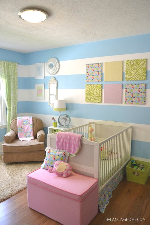 Striped girls room w/DIY projects