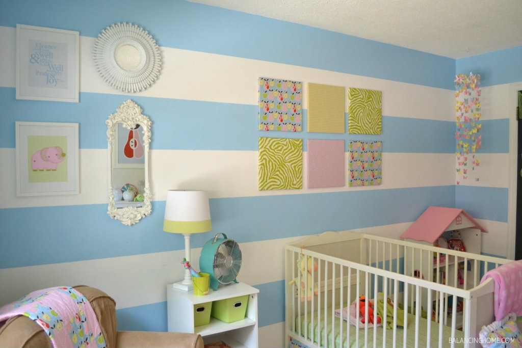 Striped girls room w/DIY projects