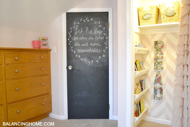 Big Girl Room Reveal - Chalkboard door and reading nook
