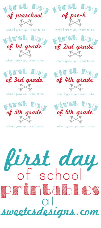 First day of school printable