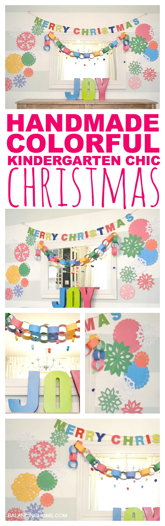 A handmade colorful kindergarten chic Christmas collage